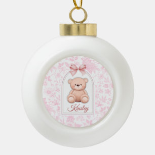 Adorno De Cerámica Tipo Bola Kinsley Diseño de guardería de osito rosado pers