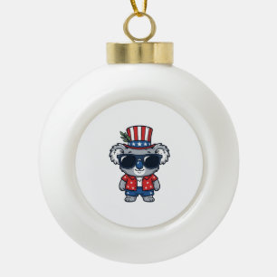 Adorno De Cerámica Tipo Bola Koala Patriótico Arte Vectorial Estilo Vintage_1