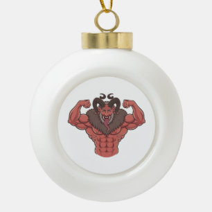 Adorno De Cerámica Tipo Bola Krampus espeluznante de Navidad Flexionando múscul