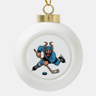 Adorno De Cerámica Tipo Bola Krampus espeluznante jugando al hockey sobre hielo
