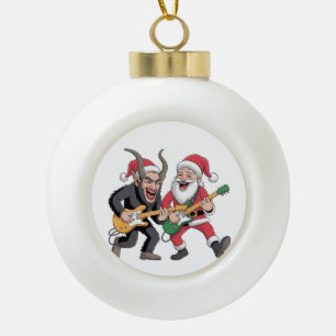 Adorno De Cerámica Tipo Bola Krampus y Santa Jugando Navidad Eléctricas de guit