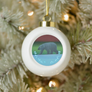 Adorno De Cerámica Tipo Bola Kuvianak Innovia - Oso Polar de Luces Polares