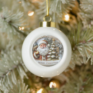 Adorno De Cerámica Tipo Bola La alegría festiva de Santa" - Navidades clásicos