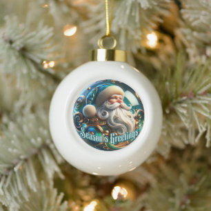 Adorno De Cerámica Tipo Bola La época festiva de Santa" - Navidades clásicos