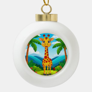 Adorno De Cerámica Tipo Bola La jirafa Personalizado en un paisaje tropical