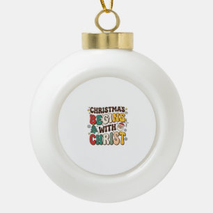 Adorno De Cerámica Tipo Bola La Navidad Comienza Con Cristo Diseño De Árbol De