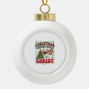 Adorno De Cerámica Tipo Bola La Navidad comienza Cristo Papá Noel Árbol Copo de