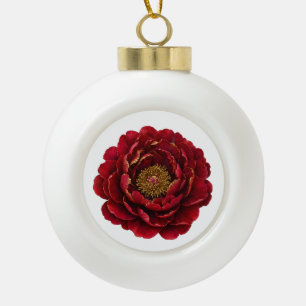 Adorno De Cerámica Tipo Bola La Peonía Rubí Dorado Botanica Roja y Dorada de