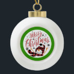 Adorno De Cerámica Tipo Bola La primera Navidad del bebe: Feliz Snowman<br><div class="desc">Captura la maravilla de la primera temporada festiva de tu pequeño con nuestro encantador "Ornamento único de la Primera Navidad del Bebé". Diseñado para valorar esos preciosos momentos, cada ornamento presenta una reconfortante interpretación artística de la alegría del invierno por un lado y sostiene un espacio para la foto de...</div>
