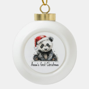 Adorno De Cerámica Tipo Bola La primera Navidad del oso de bambú, personalizado