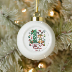 Adorno De Cerámica Tipo Bola La primera Navidad personalizada para el bebé