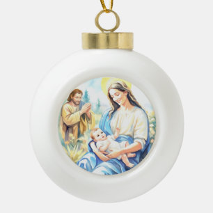 Adorno De Cerámica Tipo Bola La Sagrada Familia - Natividad