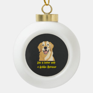Adorno De Cerámica Tipo Bola La vida es mejor con un Golden Retriever - Amante 