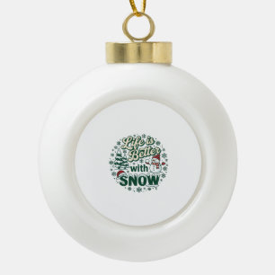 Adorno De Cerámica Tipo Bola La vida es mejor nieve Navidad muñeco de nieve árb