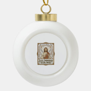 Adorno De Cerámica Tipo Bola Labor de aguja bordada Jesús Labor de aguja bordad