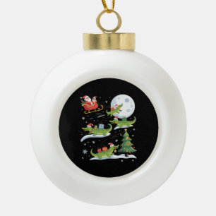 Adorno De Cerámica Tipo Bola Lagarto montando trineo de Santa Navidad divertida