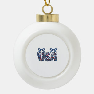 Adorno De Cerámica Tipo Bola Lazo floral USA Diseño vectorial patriótico_1