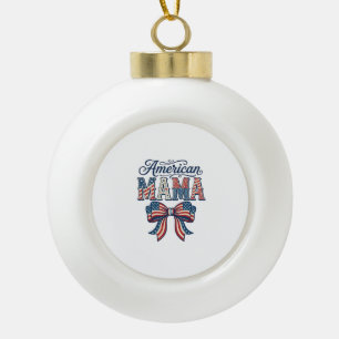 Adorno De Cerámica Tipo Bola Lazo Patriótico de Mamá Americana Vintage Camiseta