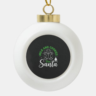 Adorno De Cerámica Tipo Bola Leche y Galletas de Navidad para Santa