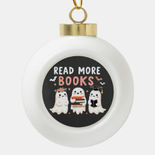 Adorno De Cerámica Tipo Bola Leer más libros Spooky Halloween Ghost Book Lovers