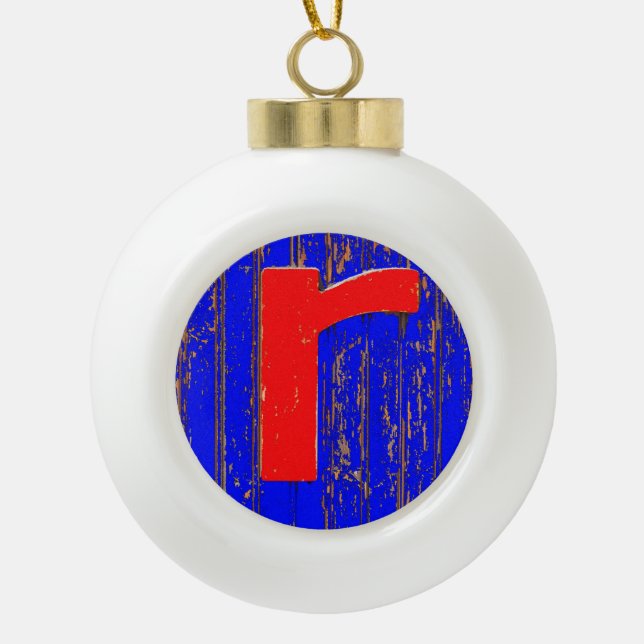 Adorno De Cerámica Tipo Bola Letra r (Anverso)