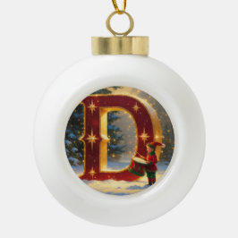 Adorno De Cerámica Tipo Bola Letter D Christmas Drummer Personalized Initial