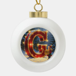 Adorno De Cerámica Tipo Bola Letter G Christmas Gift Personalized Initial