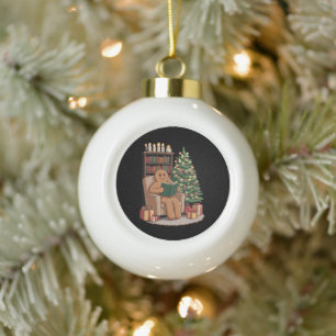 Adorno De Cerámica Tipo Bola Libros de lectura de pan de jengibre retro Navidad