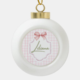 Adorno De Cerámica Tipo Bola Liliana Baby Nursery Personalizado Bow&Gingham