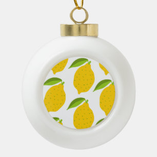 Adorno De Cerámica Tipo Bola Limones amarillos, patrón artístico sin costura.