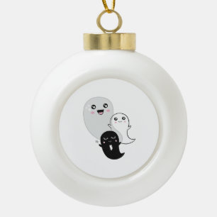 Adorno De Cerámica Tipo Bola lindos fantasmas halloween kawaii