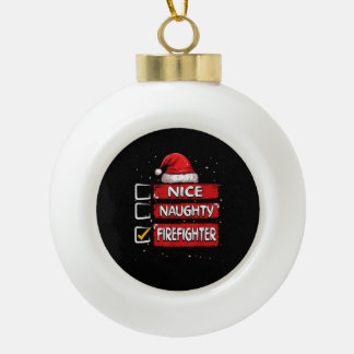 Adorno De Cerámica Tipo Bola Lista de Navidad de Bombero Divertido y Travieso 
