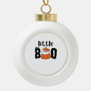 Adorno De Cerámica Tipo Bola Little Boo Cuse Halloween Calabaza Cat Vintage Sty