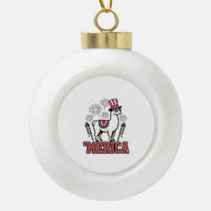 Adorno De Cerámica Tipo Bola Llama Patriótico Merica Diseño Vector Vintage_1