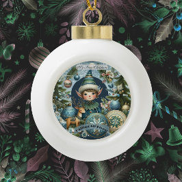 Adorno De Cerámica Tipo Bola Llamar a todos los elfos Copos de nieve con graniz