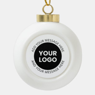 Adorno De Cerámica Tipo Bola Logotipo empresarial y texto editable Blanco y neg