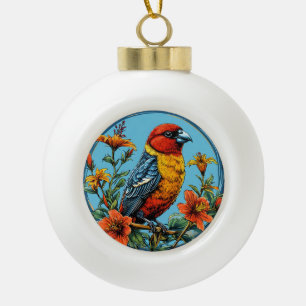 Adorno De Cerámica Tipo Bola Loro picotortero colorido