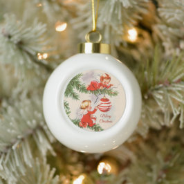 Adorno De Cerámica Tipo Bola Los ángeles decoran el árbol