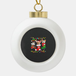 Adorno De Cerámica Tipo Bola Luces de Navidad de Chihuahua T-Shirt Clásico de P