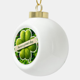 Adorno De Cerámica Tipo Bola Lucky four leaf clover Saint Patrick's Day Patrick