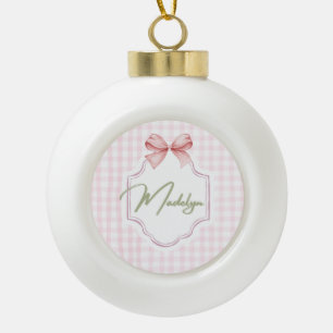 Adorno De Cerámica Tipo Bola Madeline Personalizada Niña Bebé BowGingham