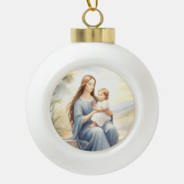 Adorno De Cerámica Tipo Bola Madonna con el niño Jesús