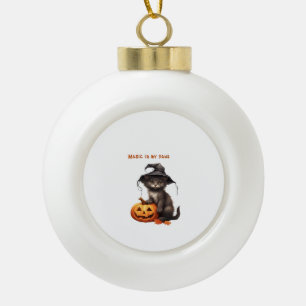 Adorno De Cerámica Tipo Bola Magic in My Paws - Halloween Cat Design Classic T