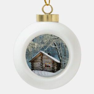 Adorno De Cerámica Tipo Bola Mágica de invierno de cabinas de registro rústico