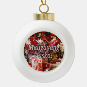 Adorno De Cerámica Tipo Bola ¡Maligayang Pasko! Feliz Navidad en Tagalog wf