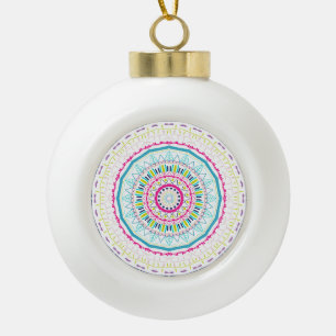 Adorno De Cerámica Tipo Bola mandala colorido