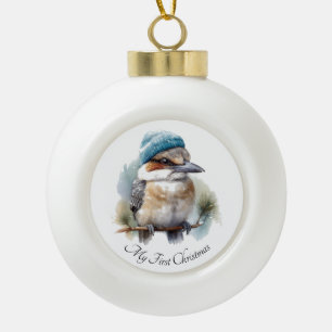 Adorno De Cerámica Tipo Bola Martín Pescador de Invierno Primera Navidad