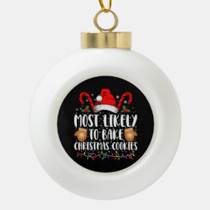 Adorno De Cerámica Tipo Bola Más Probable Hornear Galleta de Navidad Xmas Famil