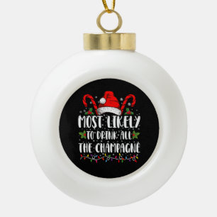 Adorno De Cerámica Tipo Bola Más Probable Que Beba Todo El Champán Xmas Bebida