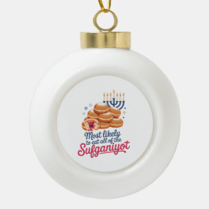 Adorno De Cerámica Tipo Bola Más Propenso a Comer Todas las Sufganiyot Hanukkah